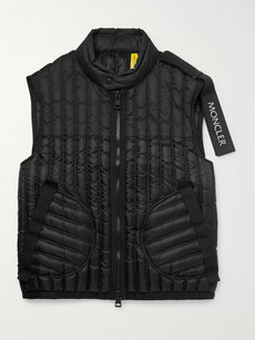 MONCLER GENIUS 5 MONCLER CRAIG GREEN GROSGRAIN-TRIMMED QUILTED SHELL DOWN GILET