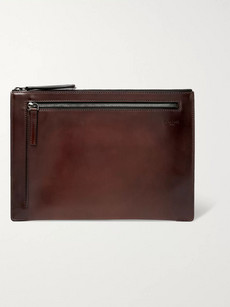 Berluti Band Leather Pouch In Brown