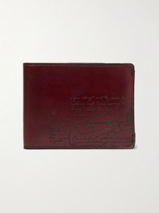 Berluti Scritto Leather Billfold Wallet In Burgundy