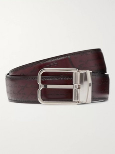 Berluti 3.5cm Scritto Reversible Leather Belt In Brown