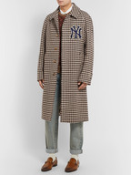 Gucci + New York Yankees Appliquéd Houndstooth Wool-Blend Coat