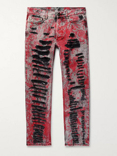 GUCCI SKINNY-FIT PAINTED DISTRESSED JEANS