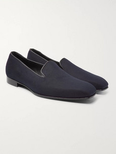 KINGSMAN + GEORGE CLEVERLEY WINDSOR LEATHER-TRIMMED CASHMERE SLIPPERS