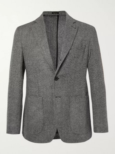 Rubinacci Grey Unstructured Wool And Cashmere-blend Blazer In Gray
