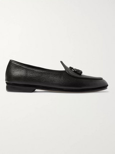 Rubinacci Marphy Textured-leather Tasselled Loafers In Black