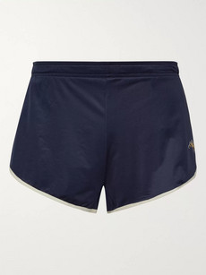 Tracksmith Twilight Split Contrast-tipped Mesh Shorts In Blue