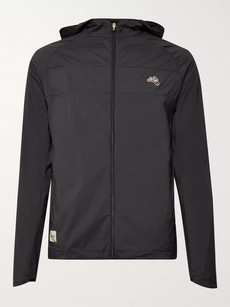 Tracksmith Waite Water-repellent Stretch-shell Hooded Jacket In Black