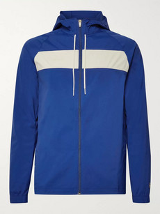 Tracksmith Logan Embroidered Schoeller Hooded Jacket In Blue