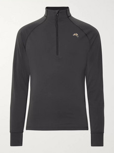Tracksmith Fresh Pond Stretch-jersey Half-zip Top In Black