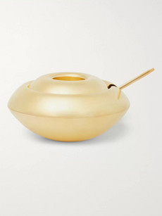 Tom Dixon Form Brass Sugar Bowl And Spoon Set In Gold