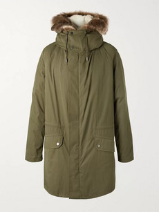 Yves Salomon Shearling-lined Cotton Hooded Down Parka In Green