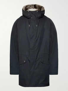 Yves Salomon Shearling-lined Cotton Hooded Down Parka In Navy | ModeSens