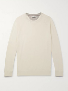 Brunello Cucinelli Contrast-tipped Cashmere Sweater In Cream