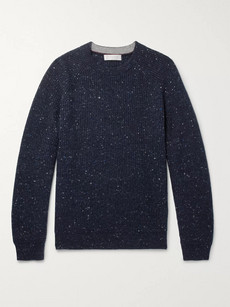 Brunello Cucinelli Ribbed Virgin Wool-blend Sweater In Blue