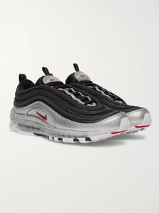 NIKE AIR MAX 97 QS FAUX LEATHER AND MESH SNEAKERS - BLACK