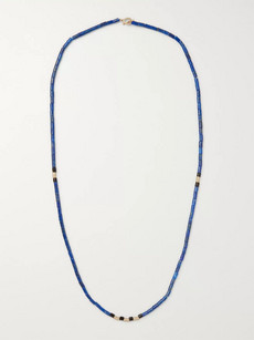 Luis Morais Beaded Wood And 14-karat Gold Necklace - Blue - One Siz