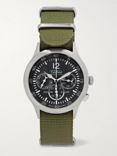 Techne Watches Merlin 296 Stainless Steel And Webbing Watch In Green
