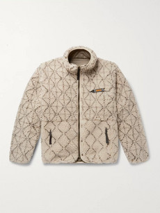 Kapital Reversible Printed Fleece And Nylon Jacket - Ecru