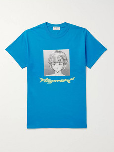Flagstuff Printed Cotton-jersey T-shirt In Blue
