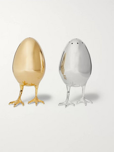 Asprey Sterling Silver And Gold-gilded Salt And Pepper Shakers