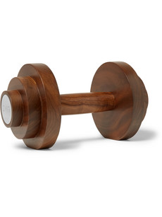 Linley Dumbbell Wood Paperweight In Brown