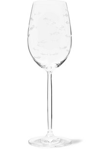 Linley Fish-etched Crystal White Wine Glass In Clear
