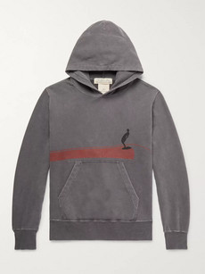 Remi Relief Distressed Printed Loopback Cotton-jersey Hoodie In Dark Gray