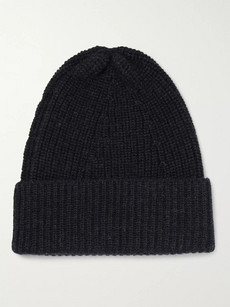 The Workers Club Ribbed Merino Wool Beanie In Blue