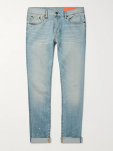 Jean Shop Kip Slim-fit Tapered Distressed Selvedge Denim Jeans - Light Denim