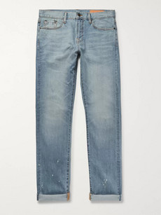 Jean Shop Jim Slim-fit Selvedge Stretch-denim Jeans In Light Denim