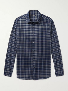 THEORY CHECKED COTTON-FLANNEL SHIRT