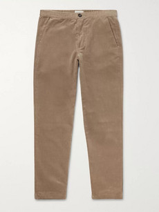 Oliver Spencer Wide-leg Cotton-corduroy Drawstring Trousers In Tan
