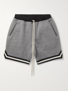 Fear Of God Wide-leg Mélange Cotton-blend Jersey Drawstring Shorts In Heather Grey
