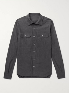 Rick Owens Mélange Cotton-blend Overshirt In Gray