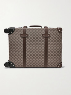 Gucci Globe-trotter Leather-trimmed Monogrammed Coated-canvas Carry-on Suitcase In Beige