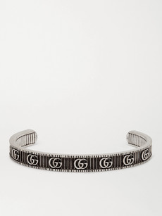 GUCCI ENGRAVED BURNISHED STERLING SILVER CUFF