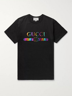 Gucci Men's Metallic Rainbow Logo Graphic T-shirt In Black | ModeSens