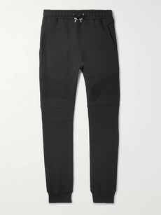 Balmain Slim-fit Tapered Loopback Cotton-jersey Sweatpants In Black