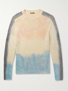 BALMAIN SLIM-FIT TIE-DYED SILK AND LINEN-BLEND SWEATER