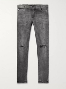 Balmain Skinny-fit Distressed Stretch-denim Jeans In Black
