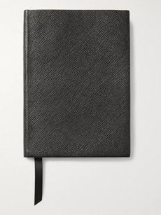 Smythson Panama Soho Cross-grain Leather Notebook In Black