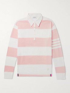 THOM BROWNE STRIPED COTTON RUGBY SHIRT