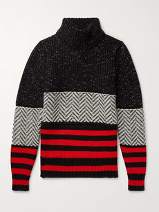 BURBERRY INTARSIA STRIPED WOOL-BLEND ROLLNECK SWEATER