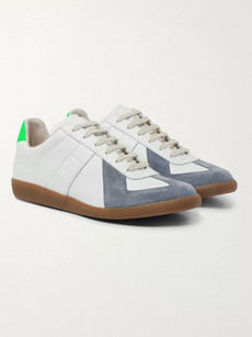 MAISON MARGIELA REPLICA LEATHER AND SUEDE SNEAKERS
