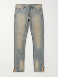 Rhude Skinny-fit Distressed Denim Jeans In Blue