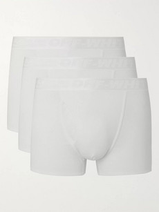 Off-white Three-pack Ribbed Stretch-cotton Boxer Briefs In White