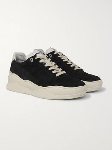 AMI ALEXANDRE MATTIUSSI LEATHER-TRIMMED SUEDE SNEAKERS