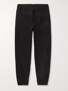 Alexander Mcqueen Slim-fit Tapered Zardozi-appliquéd Crepe Sweatpants In Black