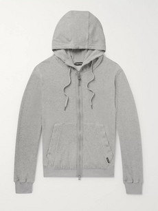 Tom Ford Cotton-blend Velour Zip-up Hoodie In Grey