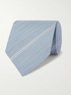 Tom Ford 8.5cm Striped Silk And Linen In Light Blue